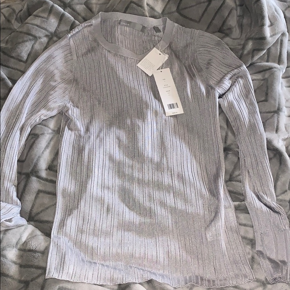 Vince Ribbed Crew Neck Blouse